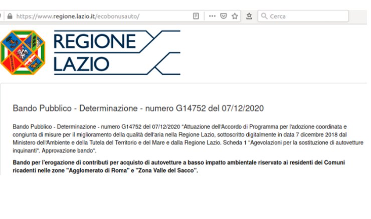 bando regione lazio bonus auto