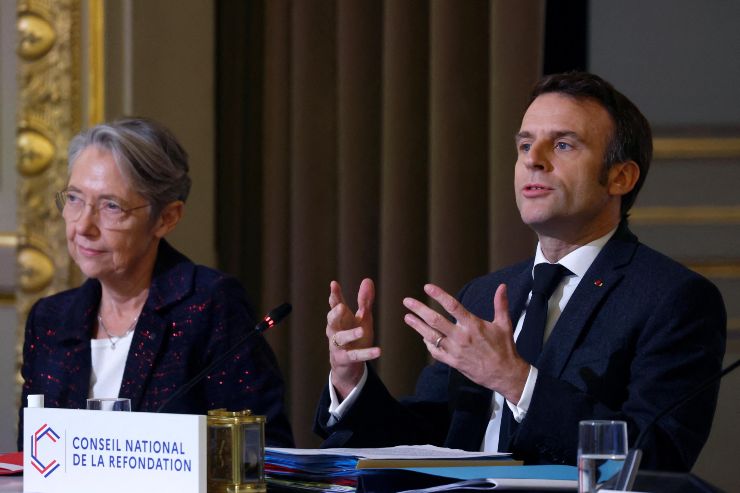 Presidente della Repubblica francese Macron con Borne primo ministro