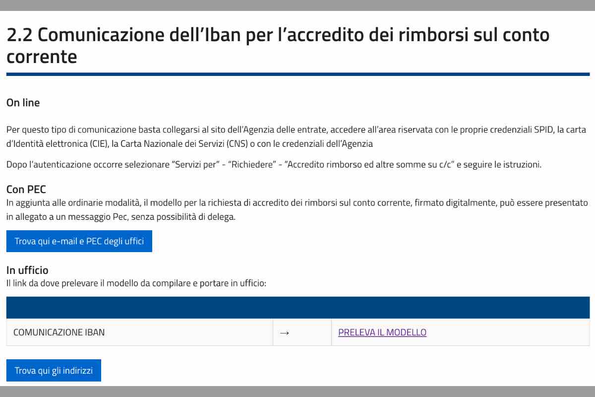 IBAN all'Agenzia delle Entrate perchè conviene