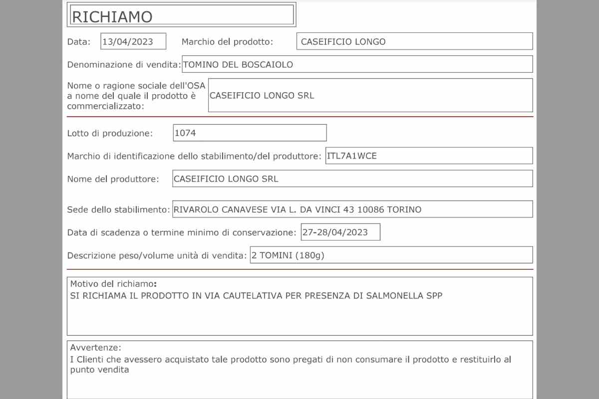 Salmonella, c'è l'intervento del Ministero della Salute